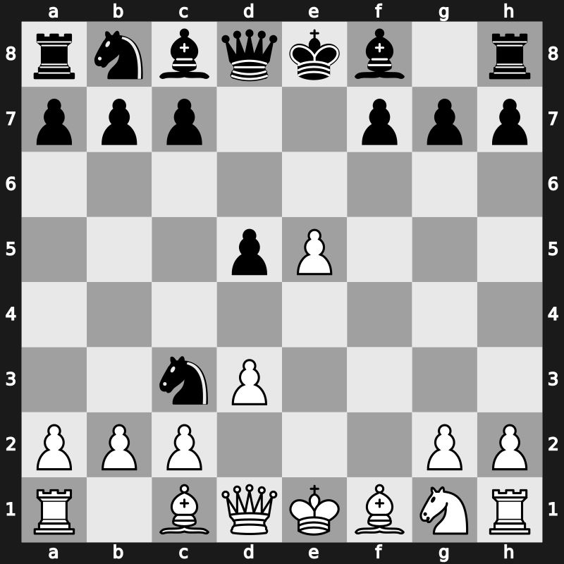 C29i - 3…d5 4.fxe5 Nxe4 5.d3 Nxc3 - Oxford [-0.66]