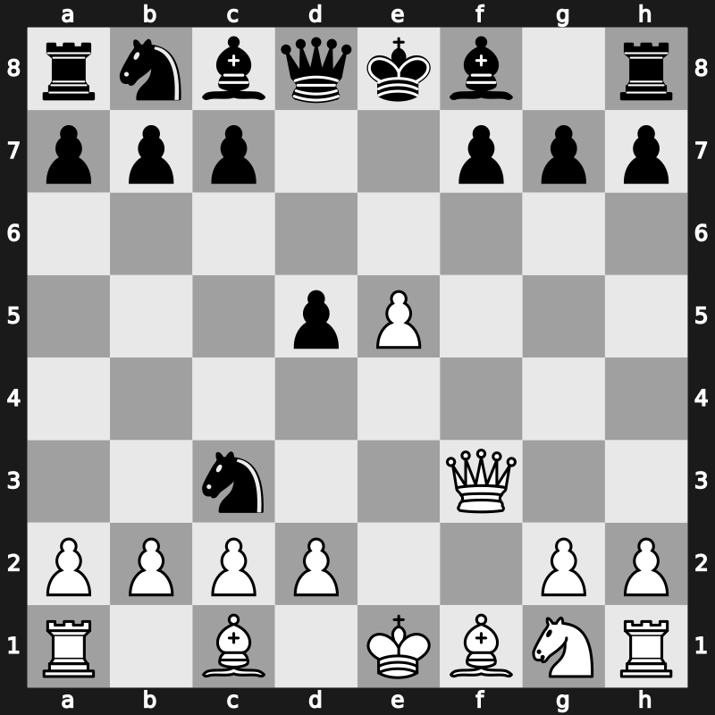 C29m - 3…d5 4.fxe5 Nxe4 5.Qf3 Nxc3 - Paulsen Attack [+0.02]