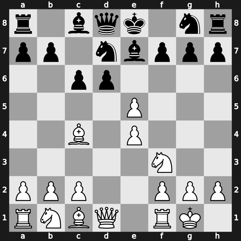 C41g - 3.d4 Nd7 4.Bc4 c6 5.O-O Be7 6.dxe5 - Hanham Steiner Variation [+1.17]