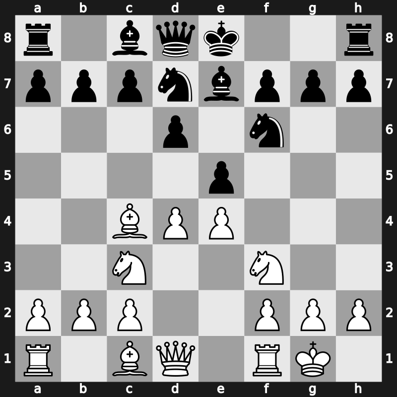 C41t - 3.d4 Nf6 4.Nc3 Nbd7 5.Bc4 Be7 6.O-O - Improved Hanham [+0.57]
