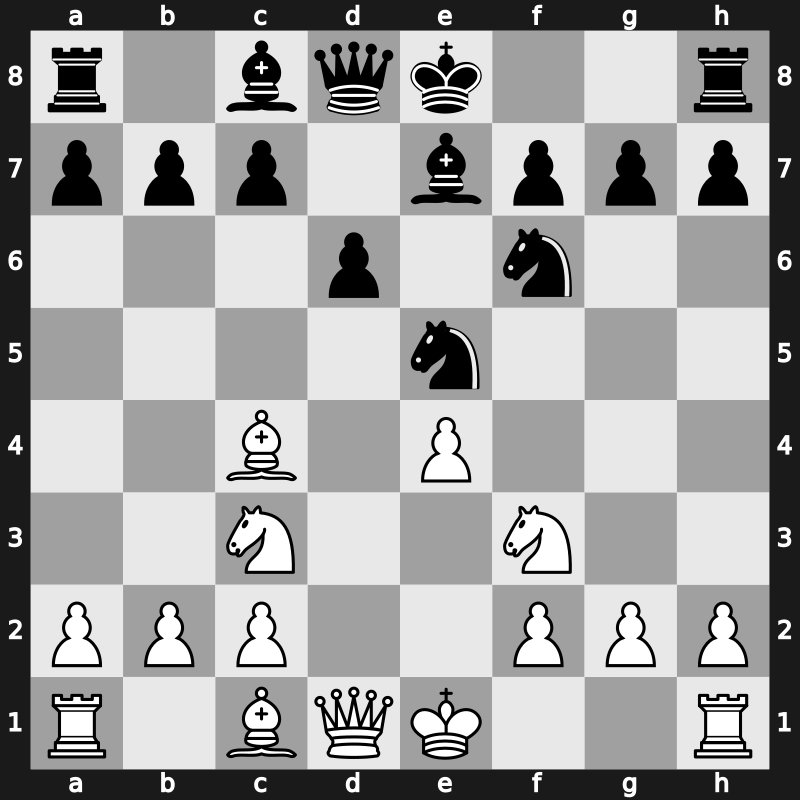 C41s - 3.d4 Nf6 4.Nc3 Nbd7 5.Bc4 Be7 6.dxe5 Nxe5 - Improved Hanham [+0.39]