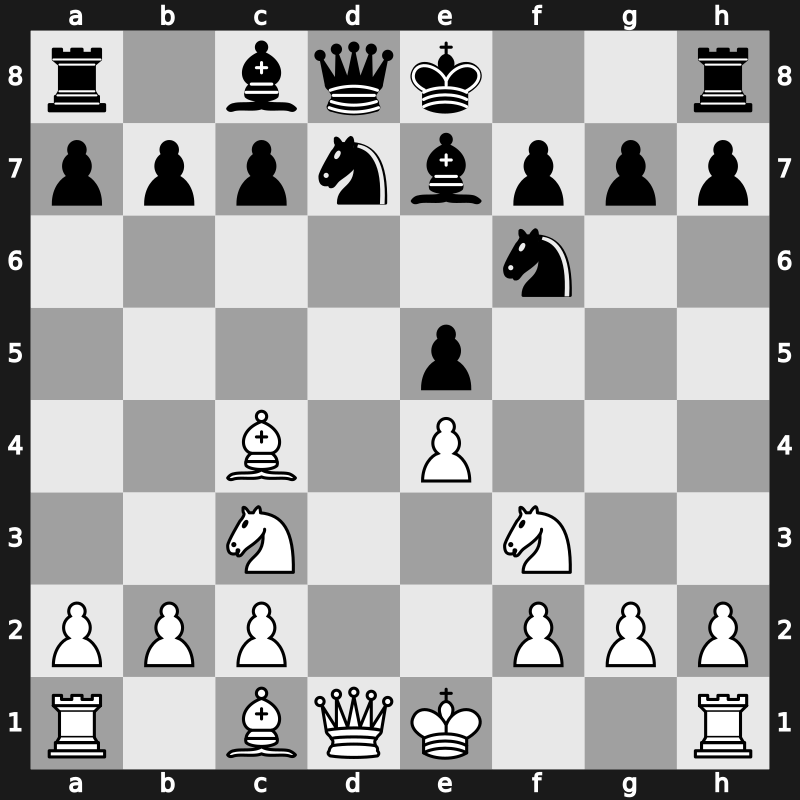 C41s - 3.d4 Nf6 4.Nc3 Nbd7 5.Bc4 Be7 6.dxe5 dxe5 - Improved Hanham [+0.40]