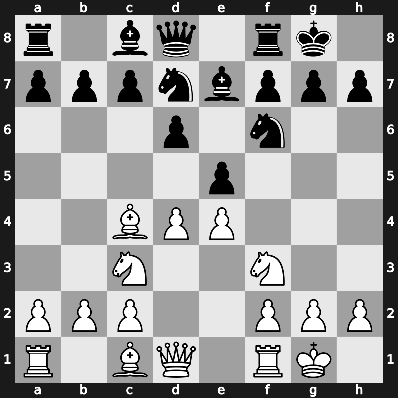 C41u - 3.d4 Nf6 4.Nc3 Nbd7 5.Bc4 Be7 6.O-O O-O - Improved Hanham Main Line [+0.54]