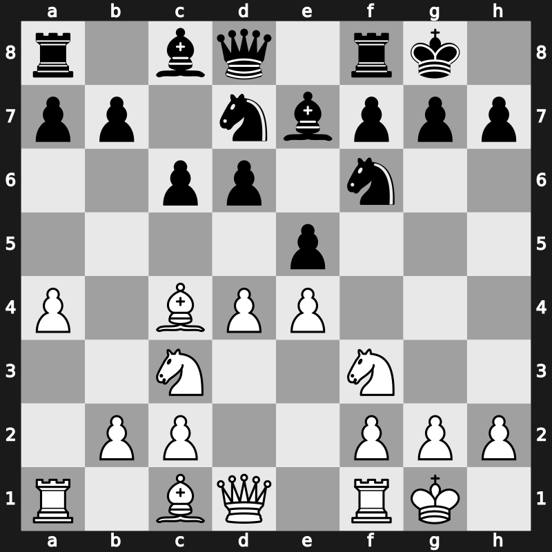 C41v - 3.d4 Nf6 4.Nc3 Nbd7 5.Bc4 Be7 6.O-O O-O 7.a4 c6 - Improved Hanham [+0.51]