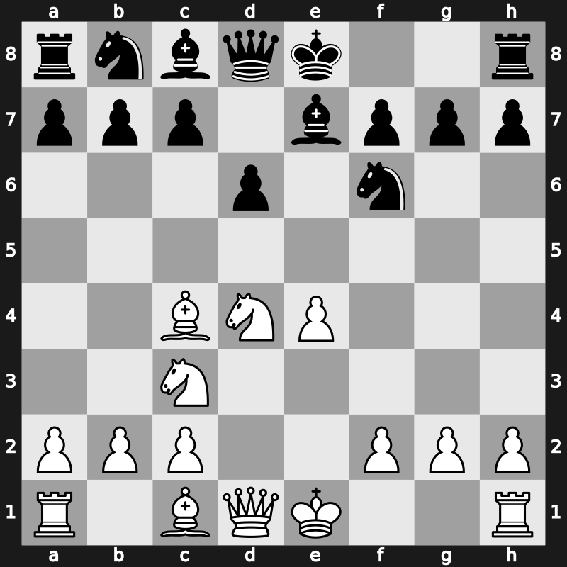 C41l - 3.d4 exd4 4.Nxd4 Nf6 5.Nc3 Be7 6.Bc4 [+0.30]