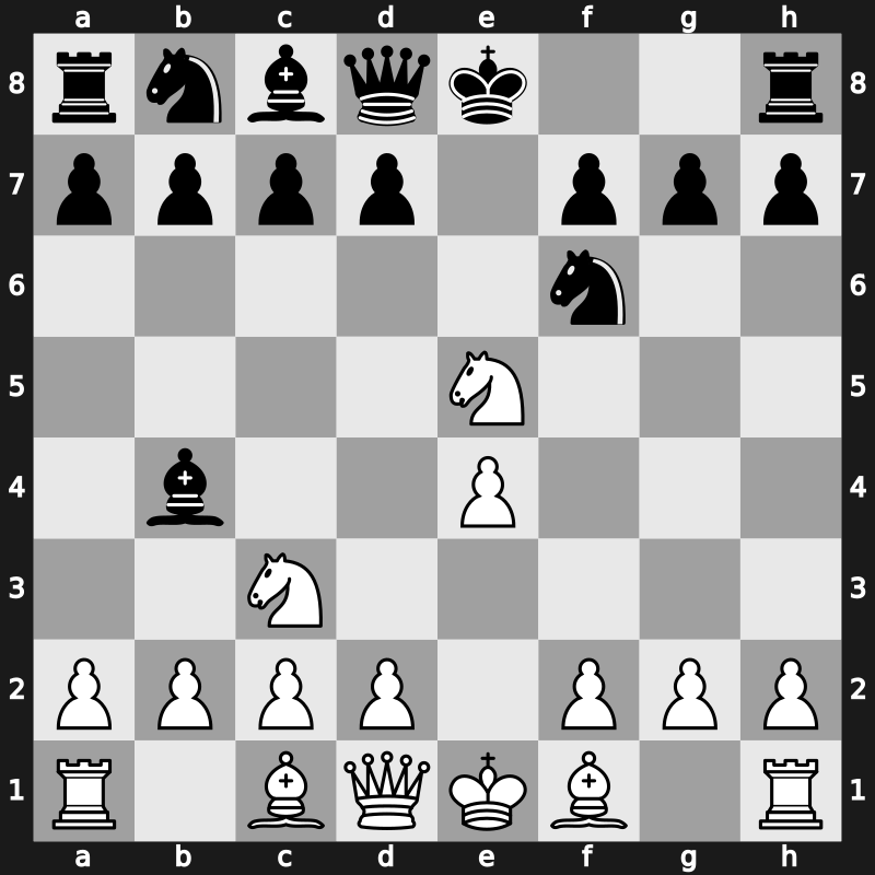 C42d - 3.Nc3 Bb4 4.Nxe5 - Russian-Three Knights Game [+0.40]