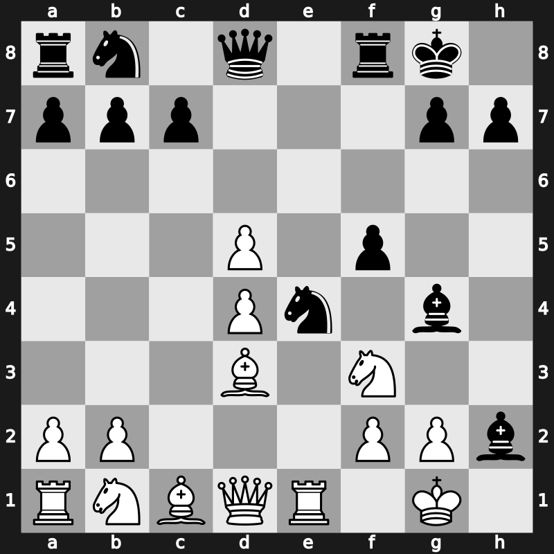 C42q - 3.Nxe5 d6 4.Nf3 Nxe4 5.d4 d5 6.Bd3 Bd6 7.O-O O-O 8.c4 Bg4 9.cxd5 f5 10.Re1 Bxh2+ - Russian Game: Classical Marshall Trap [-0.73]