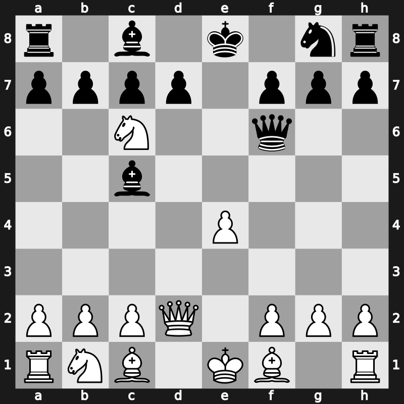C45s - 4…Bc5 5.Nxc6 Qf6 6.Qd2 [-0.06]