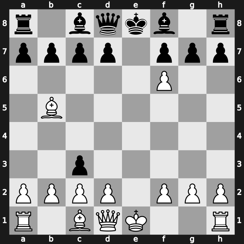 C48k - 4…Nd4 5.Nxd4 exd4 6.e5 dxc3 7.exf6 - Rubinstein Exchange Variation [-0.09]