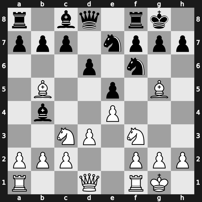 C49k - 5.O-O O-O 6.d3 d6 7.Bg5 Ne7 - Symmetrical Pillsbury Variation [+0.00]
