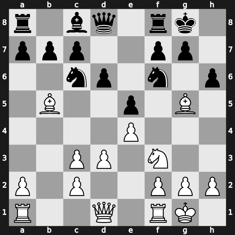 C49m - 5.O-O O-O 6.d3 d6 7.Bg5 Bxc3 8.bxc3 h6 - Symmetrical [+0.27]