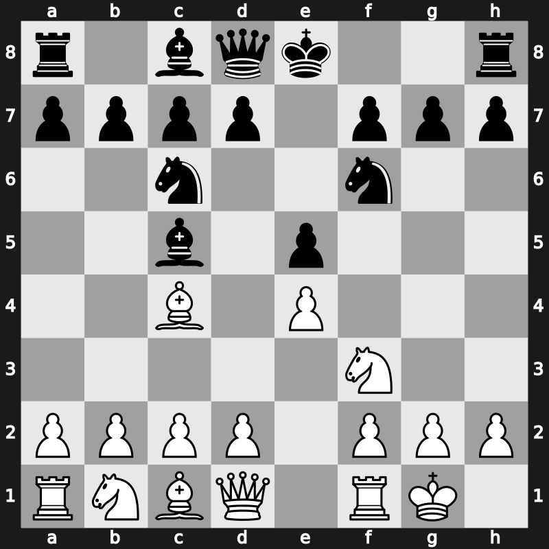 C50l - 3…Bc5 4.O-O Nf6 - Giuoco Piano: [+0.15]