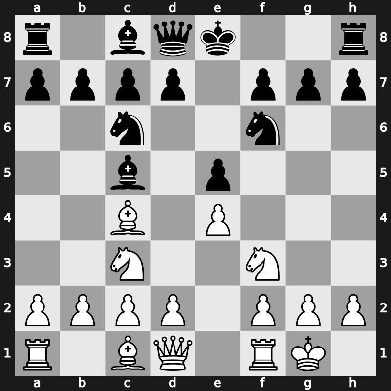 C50m - 3…Bc5 4.O-O Nf6 5.Nc3 - Giuoco Piano: [+0.13]