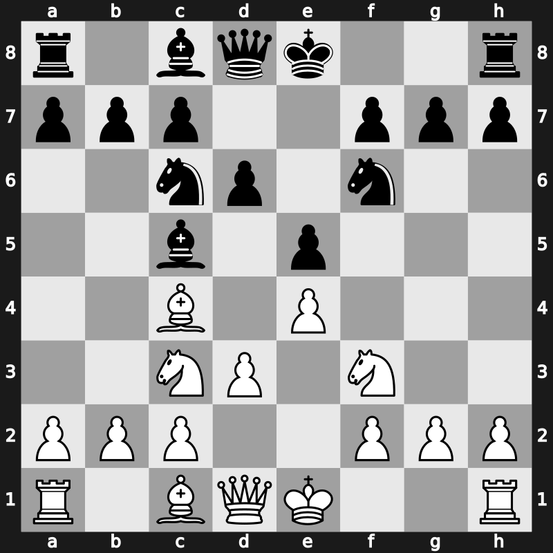 C50s - 3…Bc5 4.d3 Nf6 5.Nc3 d6 - Giuoco Pianissimo: Italian Four Knights [+0.16]