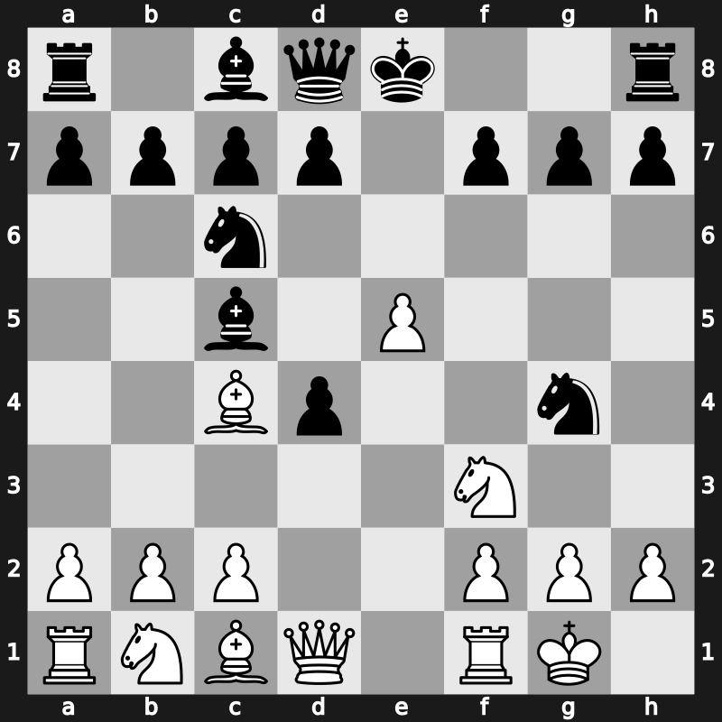 C55v - 4.d4 exd4 5.O-O Bc5 6.e5 Ng4 - Max Lange Steinitz Variation [+0.64]