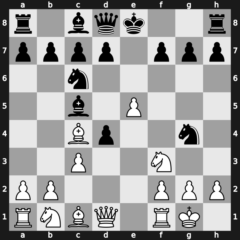 C55v - 4.d4 exd4 5.O-O Bc5 6.e5 Ng4 7.c3 - Max Lange Krause Variation [+0.64]