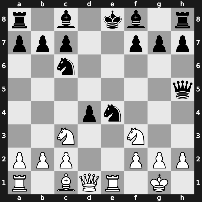 C56f - 6.Re1 d5 7.Bxd5 Qxd5 8.Nc3 Qh5 - Classical [+0.10]