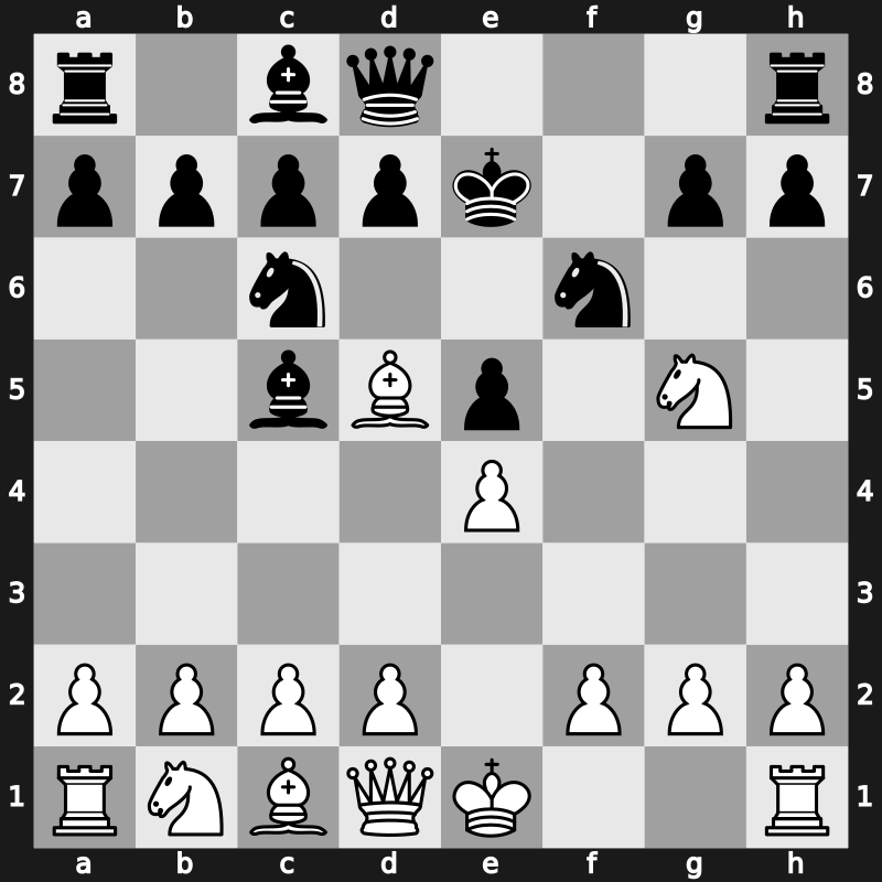 C57d - 4…Bc5 5.Bxf7+ Ke7 6.Bd5 - Traxler Chigorin/Pithart Variation [+0.72]