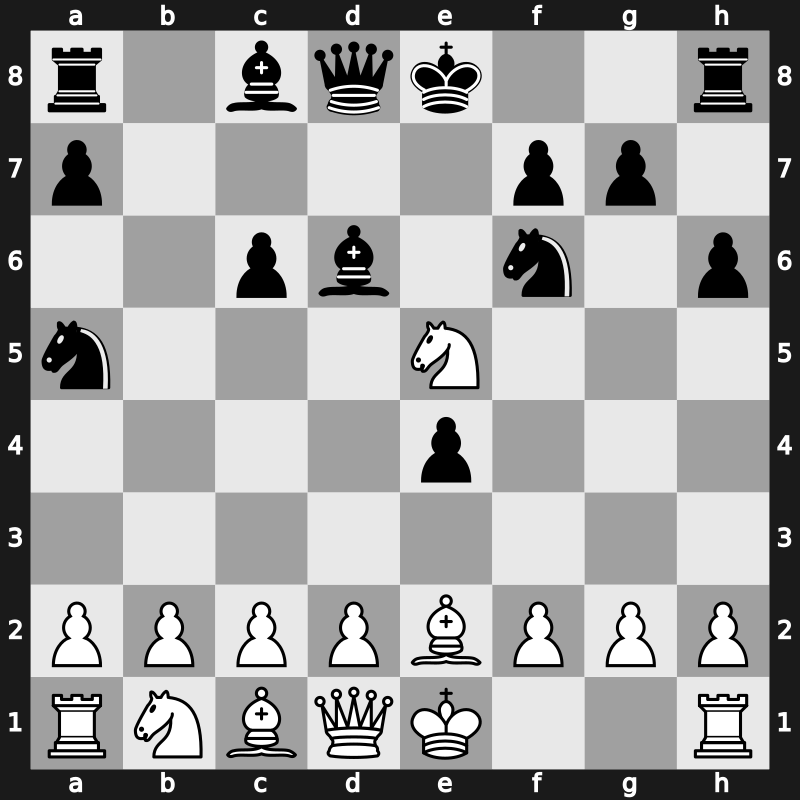 C59g - 9.Nf3 e4 10.Ne5 Bd6 - Main Line [-0.14]
