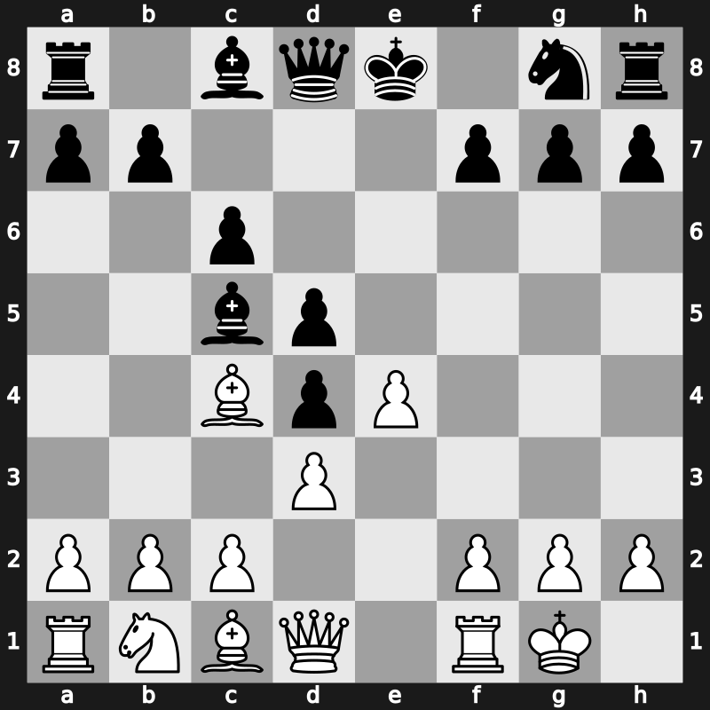 C61m - 4.Nxd4 exd4 5.O-O Bc5 6.d3 c6 7.Bc4 d5 - Bird’s [+0.54]