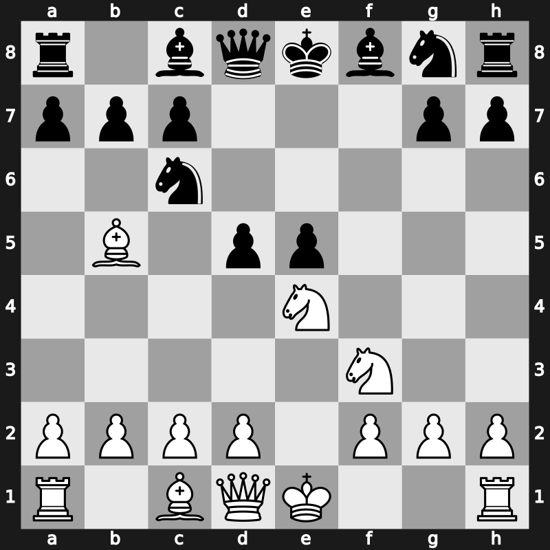C63r - 4.Nc3 fxe4 5.Nxe4 d5 - Schliemann [+0.65]