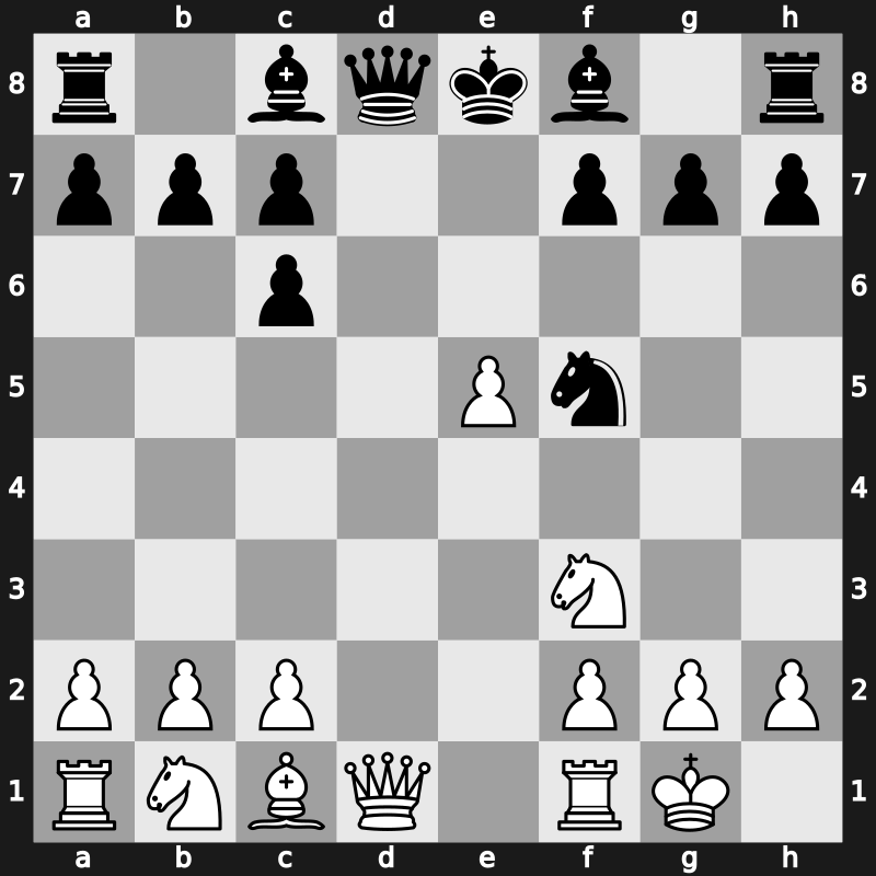 C67q - 5.d4 Nd6 6.Bxc6 dxc6 7.dxe5 Nf5 - Open Berlin [+0.18]