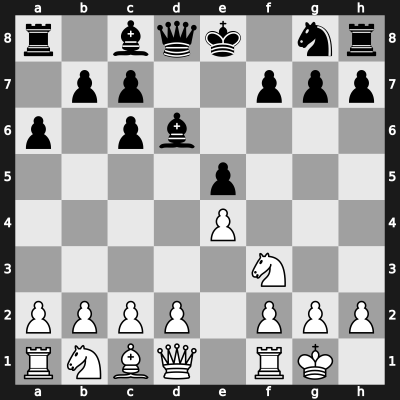 C68l - 4.Bxc6 dxc6 5.O-O Bd6 - Exchange [+0.03]