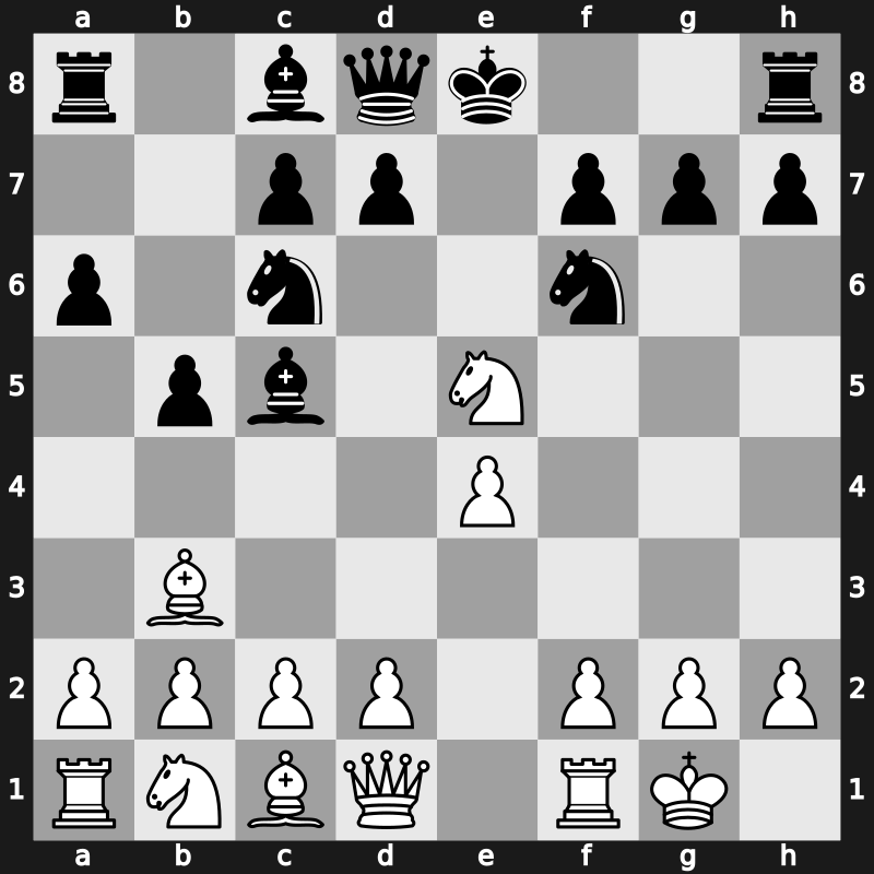 C78i - 5…b5 6.Bb3 Bc5 7.Nxe5 - Spanish