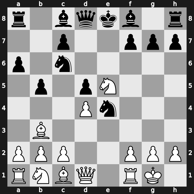C80l - 6.d4 b5 7.Bb3 d5 8.Nxe5 - Open [+0.23]