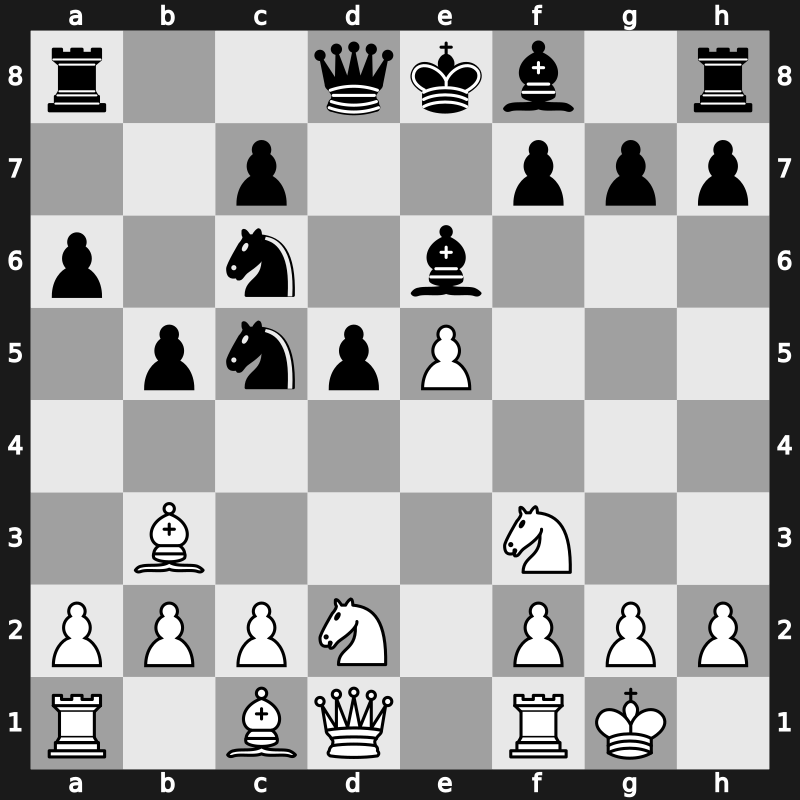 C80r - 6.d4 b5 7.Bb3 d5 8.dxe5 Be6 9.Nbd2 Nc5 - Open Bernstein [+0.23]