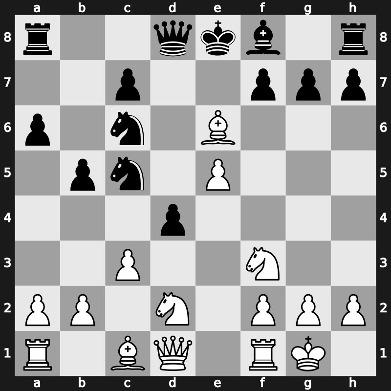 C80u - 6.d4 b5 7.Bb3 d5 8.dxe5 Be6 9.Nbd2 Nc5 10.c3 d4 11.Bxe6 - Open Bernstein [+0.42]