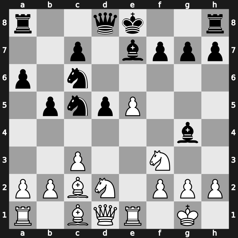 C82f - 9…Nc5 10.Bc2 Bg4 11.Nbd2 Be7 12.Re1 - Open Berlin [+0.62]