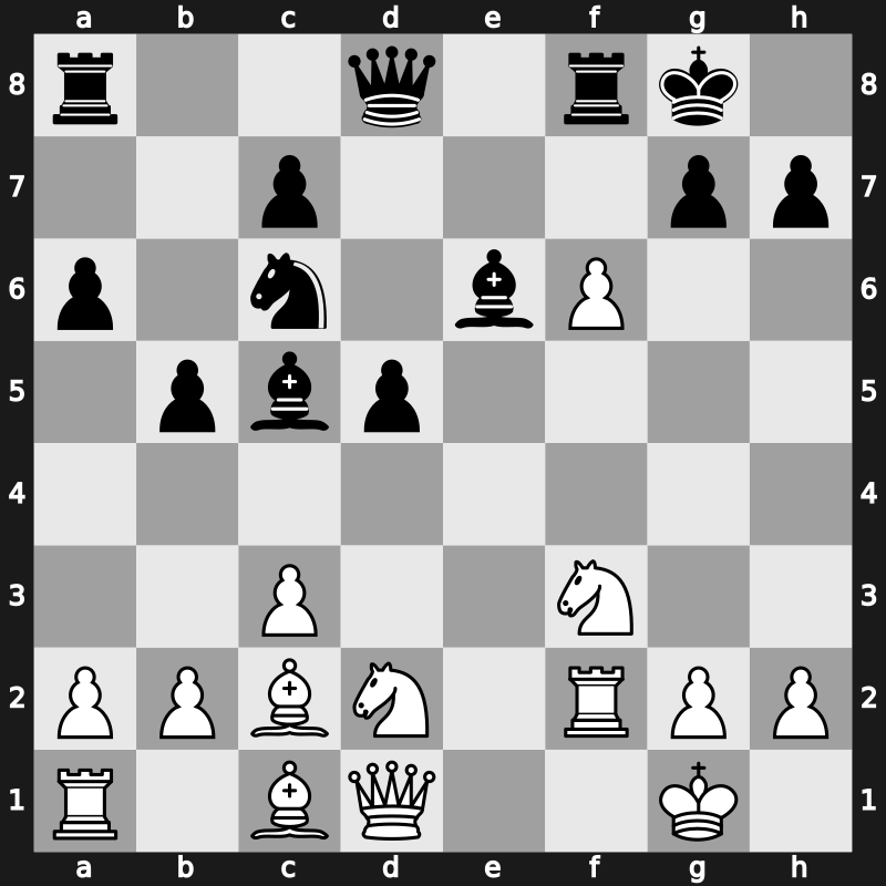 C82o - 9…Bc5 10.Nbd2 O-O 11.Bc2 Nxf2 12.Rxf2 f6 13.exf6 - Open Dilworth [+0.56]