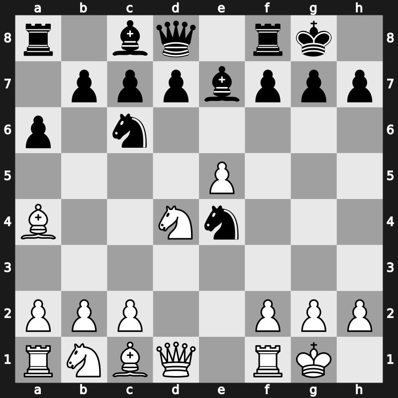 C84k - 6.d4 exd4 7.e5 Ne4 8.Nxd4 O-O - Closed Centre Attack [-0.10]