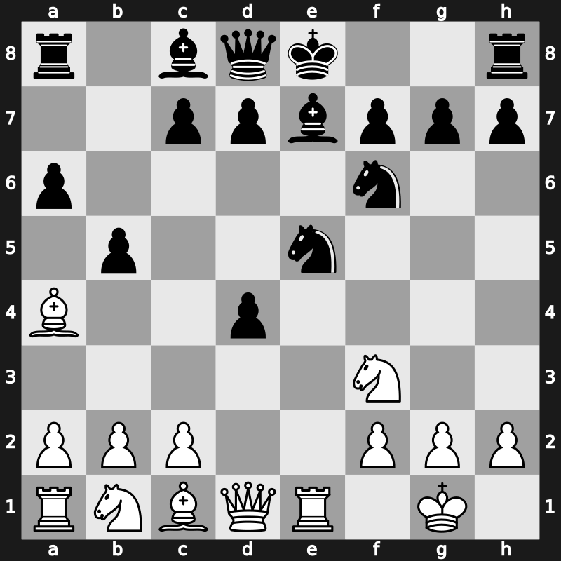 C84n - 6.d4 exd4 7.Re1 b5 8.e5 Nxe5 - Closed Centre Attack [-0.42]