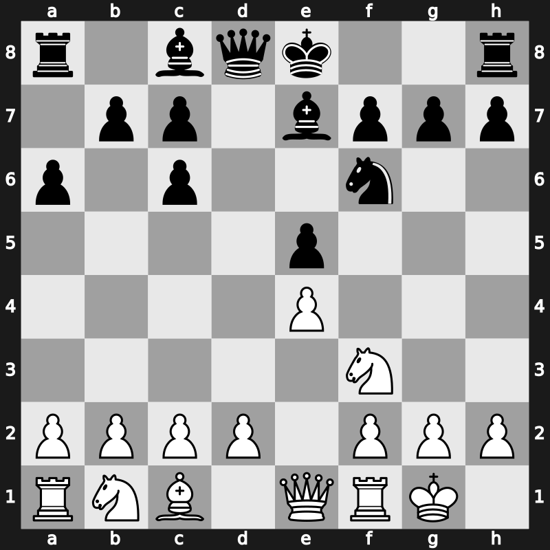 C85f - 6…dxc6 7.Qe1 - Closed Exchange [-0.27]