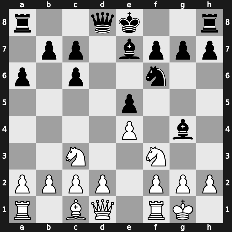 C85e - 6…dxc6 7.Nc3 Bg4 - Closed Exchange [-0.24]