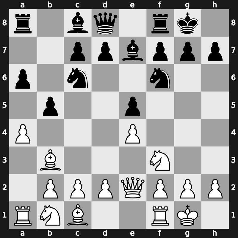 C86e - 6…b5 7.Bb3 O-O 8.a4 - Worrall Attack [+0.00]