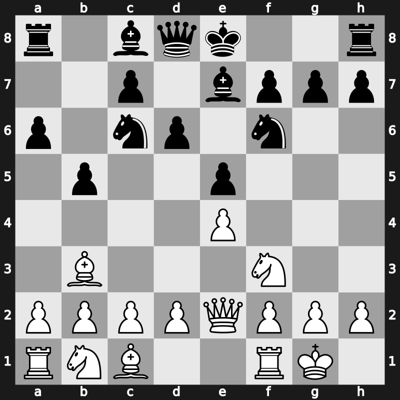 C86c - 6…b5 7.Bb3 d6 - Worrall Attack [+0.20]