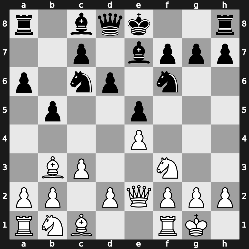 C86d - 6…b5 7.Bb3 d6 8.c3 - Worrall Attack [+0.18]