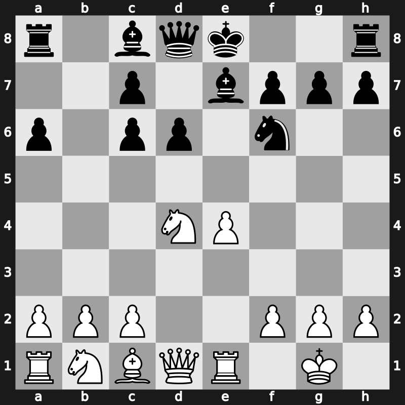 C87d - 6…d6 7.Bxc6+ bxc6 8.d4 exd4 9.Nxd4 - Closed Averbakh [+0.35]