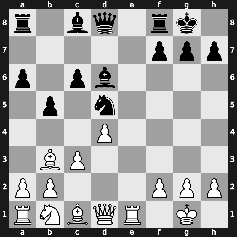 C89m - 9.exd5 Nxd5 10.Nxe5 Nxe5 11.Rxe5 c6 12.d4 Bd6 13.Re1 - Marshall Main Line [+0.51]