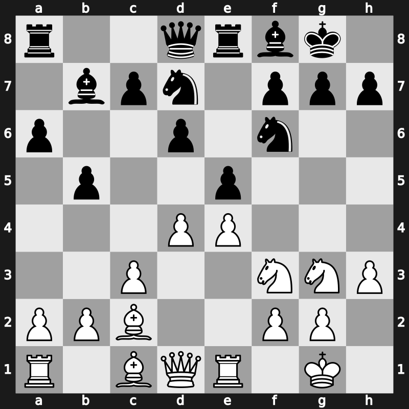 C95k - 10…Nbd7 11.Nbd2 Bb7 12.Bc2 Re8 13.Nf1 Bf8 14.Ng3 - Closed Breyer Main Line [+0.35]