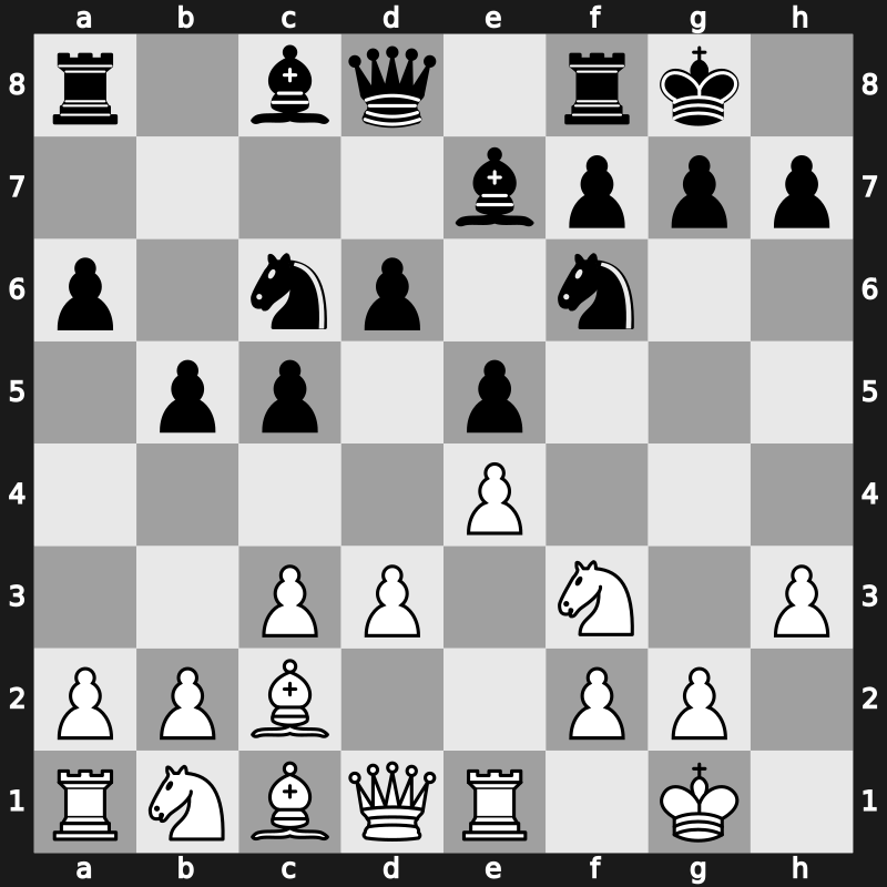 C96h - 10.Bc2 c5 11.d3 Nc6 - Closed Chigorin [+0.36]