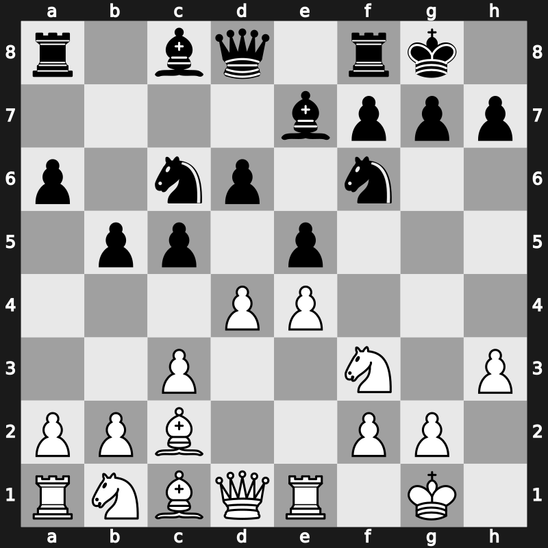 C96m - 10.Bc2 c5 11.d4 Nc6 - Closed Chigorin Borisenko Variation [+1.05]