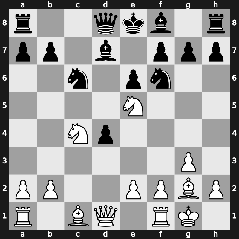 E04n - 5…c5 6.O-O Nc6 7.Ne5 Bd7 8.Na3 cxd4 9.Naxc4 - Open [+0.18]