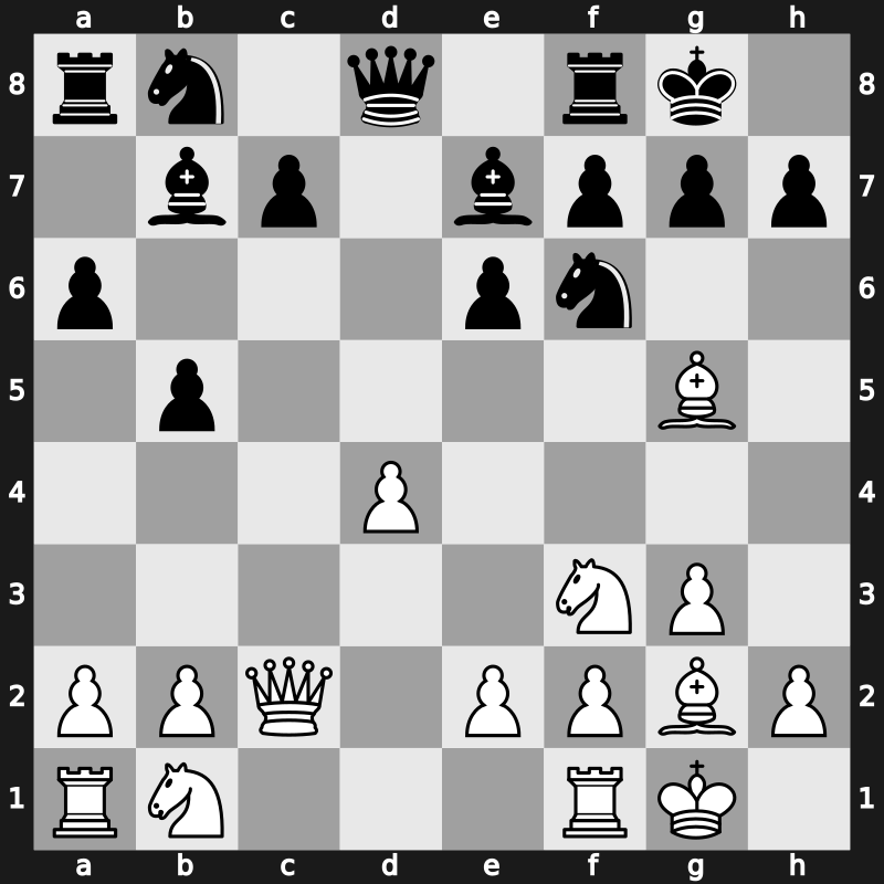 E05r - 6.O-O O-O 7.Qc2 a6 8.Qxc4 b5 9.Qc2 Bb7 10.Bg5 - Open Classical [+0.14]