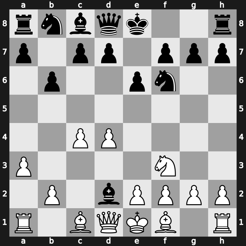 E11c - 4.Nbd2 b6 5.a3 Bxd2+ [+0.36]