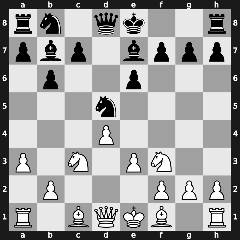 E12s - 4.a3 Bb7 5.Nc3 d5 6.cxd5 Nxd5 7.e3 Be7 - Petrosian [+0.08]