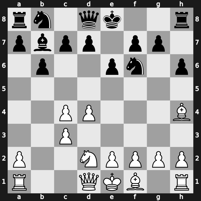 E13e - 7.Nd2 Bxc3 8.bxc3 [+0.30]